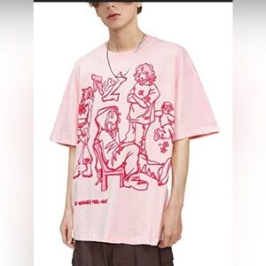 Trendy Pink Graphic Tee for Men